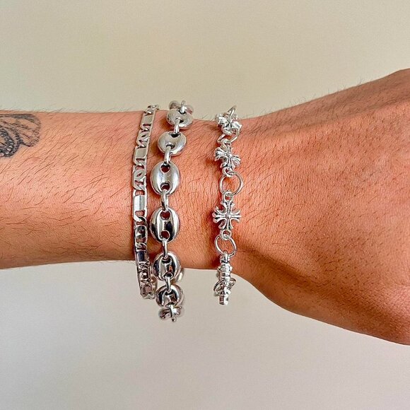 y2k grunge silver cross pendant bracelet - Picture 8 of 8